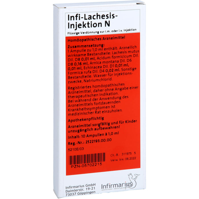 Infi Lachesis Injektion N flüssige Verdünnung, 10 St. Ampullen