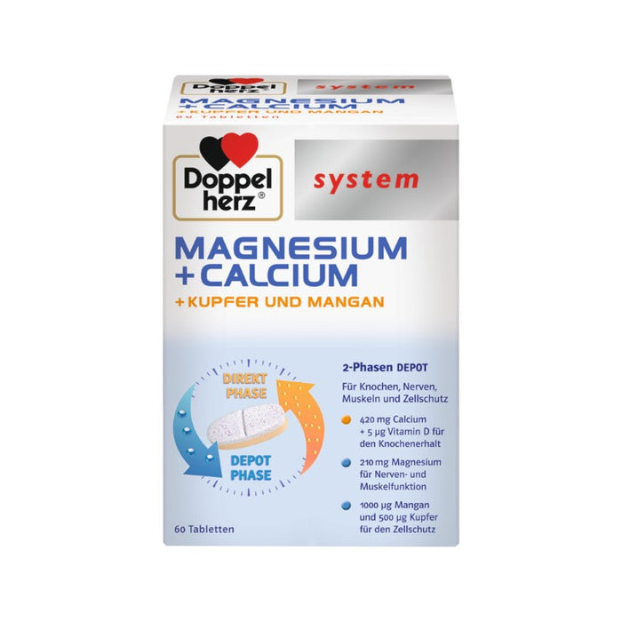 Doppelherz system Magnesium + Calcium + Kupfer + Mangan Tabletten, 60 St. Tabletten