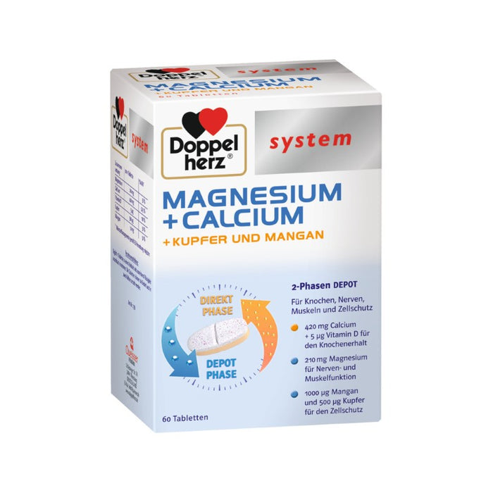 Doppelherz system Magnesium + Calcium + Kupfer + Mangan Tabletten, 60 St. Tabletten