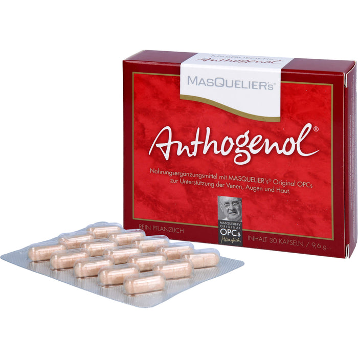 MASQUELIERs Anthogenol OPC Kapseln zur Unterstützung der Venen, Augen und Haut, 30 St. Kapseln