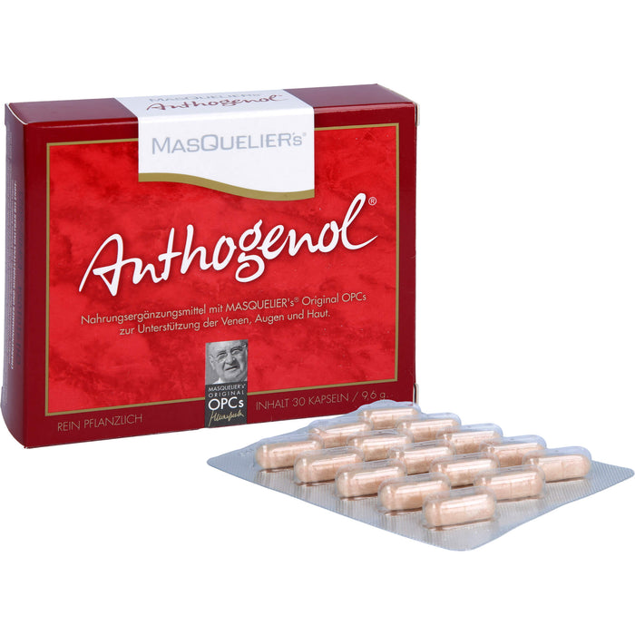 MASQUELIERs Anthogenol OPC Kapseln zur Unterstützung der Venen, Augen und Haut, 30 St. Kapseln