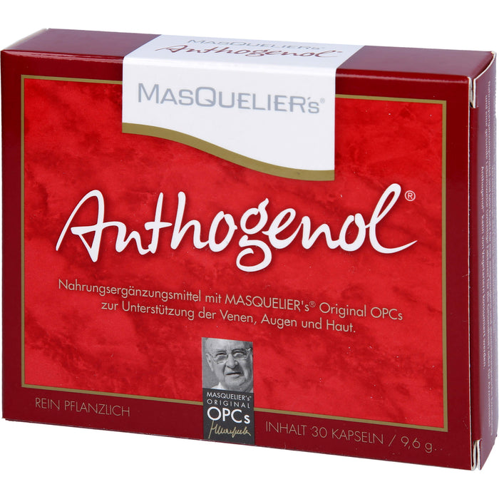 MASQUELIERs Anthogenol OPC Kapseln zur Unterstützung der Venen, Augen und Haut, 30 St. Kapseln