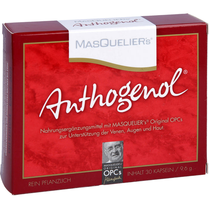 MASQUELIERs Anthogenol OPC Kapseln zur Unterstützung der Venen, Augen und Haut, 30 St. Kapseln
