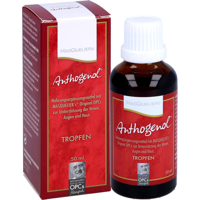 MASQUELIERs Anthogenol OPC Tropfen zur Unterstützung der Venen, Augen und Haut, 50 ml Lösung