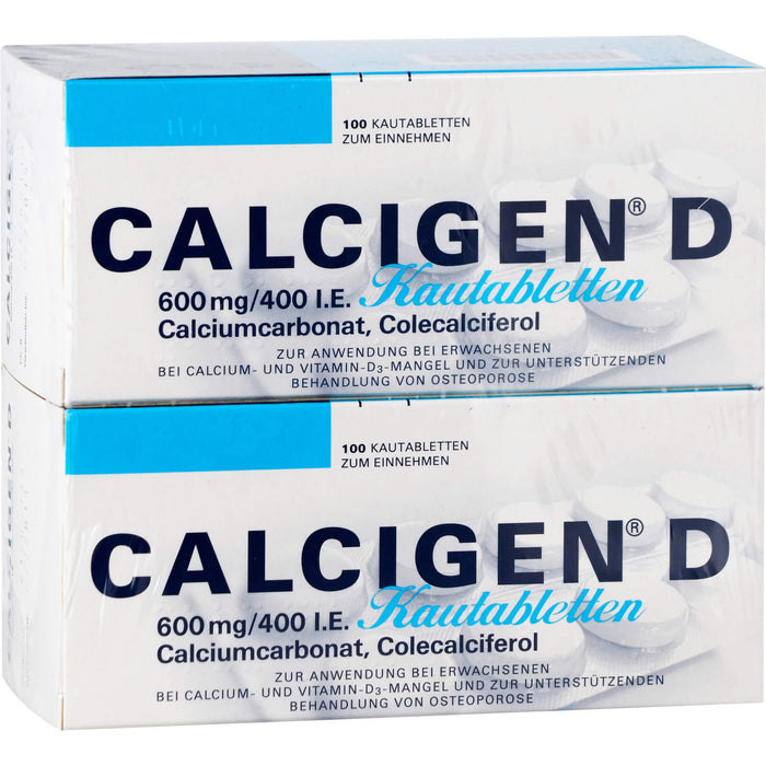 CALCIGEN D 600 mg / 400 I.E. Kautabletten bei Calcium- und Vitamin D3-Mangel, 200 St. Tabletten