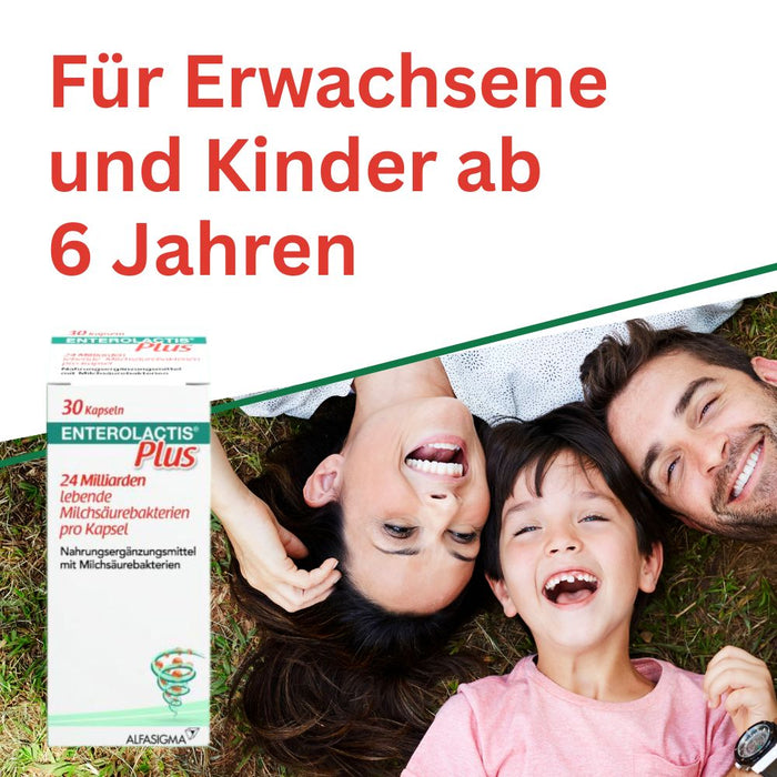 Enterolactis Plus - natürliche Versorgung der Darmflora und des Darmmikrobioms mit L. Casei DG - 24 Mrd. lebende Zellen pro Kapsel - laktosefrei & glutenfrei, 30 St. Kapseln