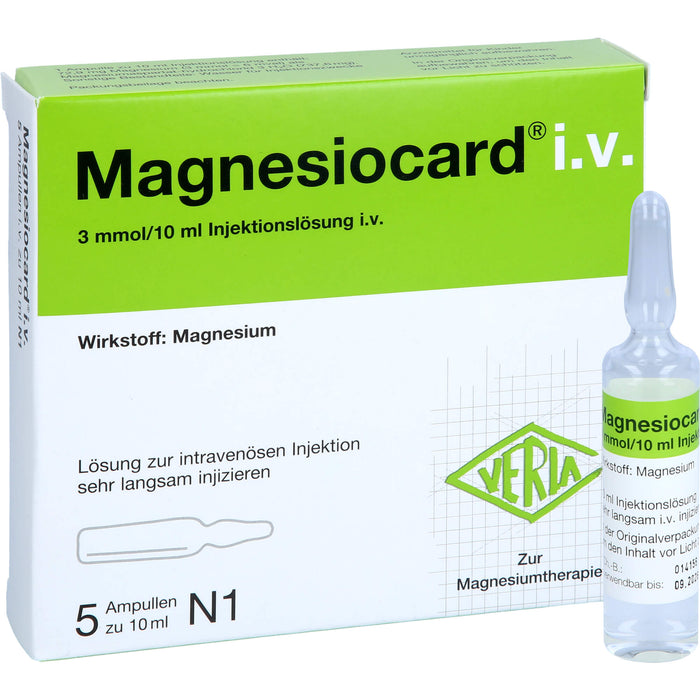 VERLA Magnesiocard i.v. Injektionslösung zur Magnesiumtherapie, 5 St. Ampullen