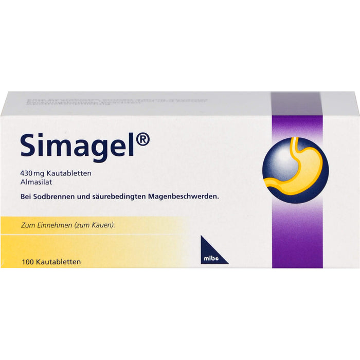Simagel 430 mg Kautabletten bei Sodbrennen und säurebedingten Magenbeschwerden, 100 St. Tabletten