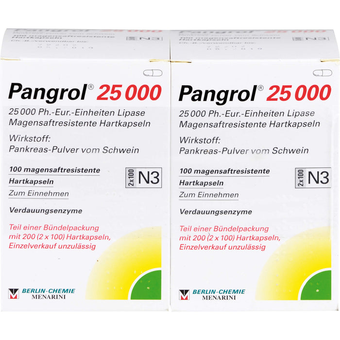 Pangrol® 25 000, 25 000 Ph.-Eur.-Einheiten Lipase Magensaftresistente Hartkapseln, 200 St. Kapseln