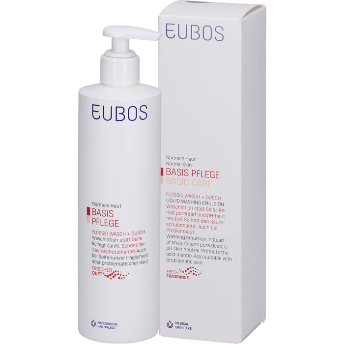 EUBOS flüssige Waschlotion für normale Haut rot mit frischem Duft mit Dosierspender, 400 ml Lösung