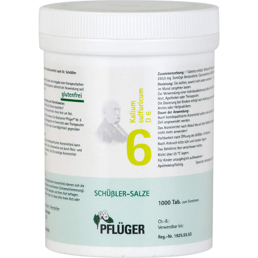 Pflüger Biochemie Nr.6 Kalium sulfuricum D6 Tabletten, 1000 St. Tabletten