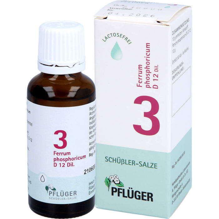 Pflüger Biochemie Nr.3 Ferrum phosphoricum D12 Dilution, 30 ml Lösung