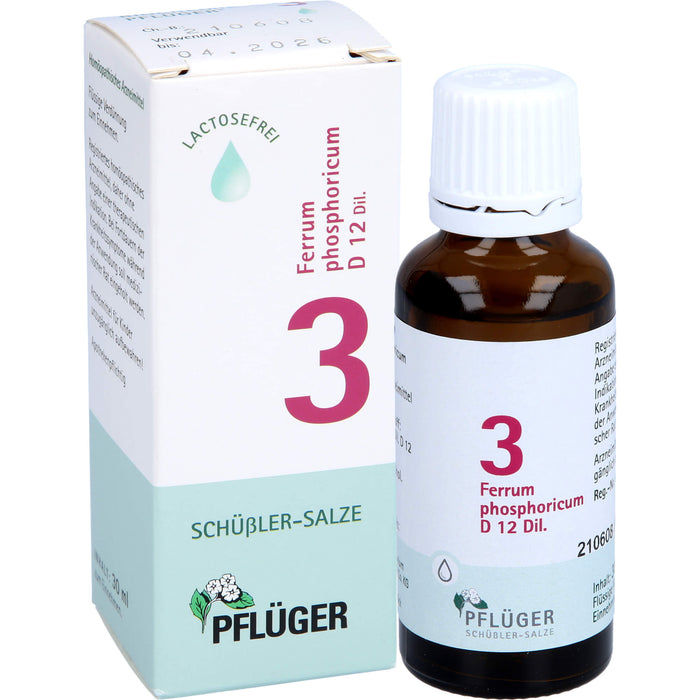 Pflüger Biochemie Nr.3 Ferrum phosphoricum D12 Dilution, 30 ml Lösung