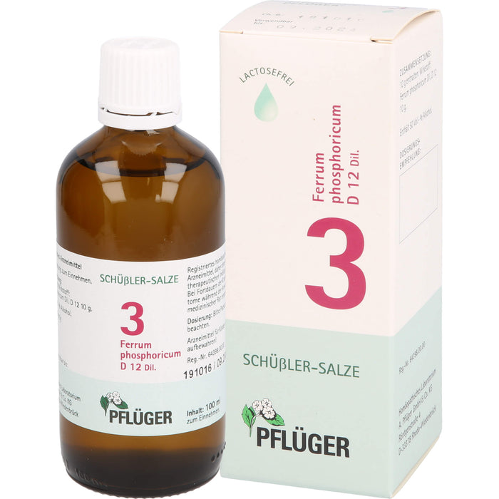 Pflüger Biochemie Nr.3 Ferrum phosphoricum D12 Dilution, 100 ml Lösung