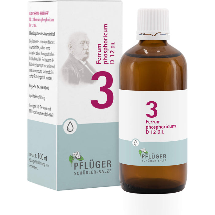 Pflüger Biochemie Nr.3 Ferrum phosphoricum D12 Dilution, 100 ml Lösung