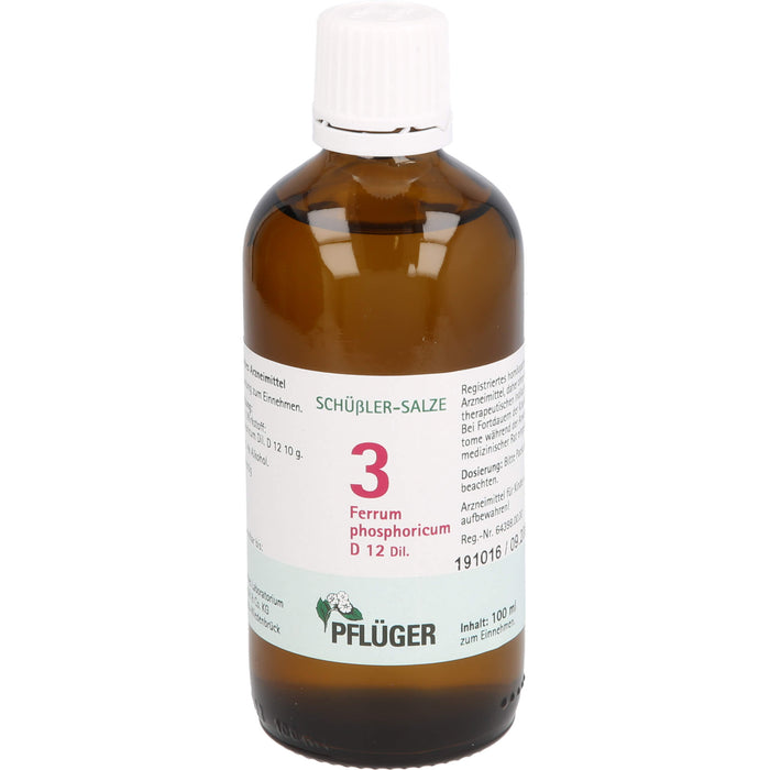 Pflüger Biochemie Nr.3 Ferrum phosphoricum D12 Dilution, 100 ml Lösung