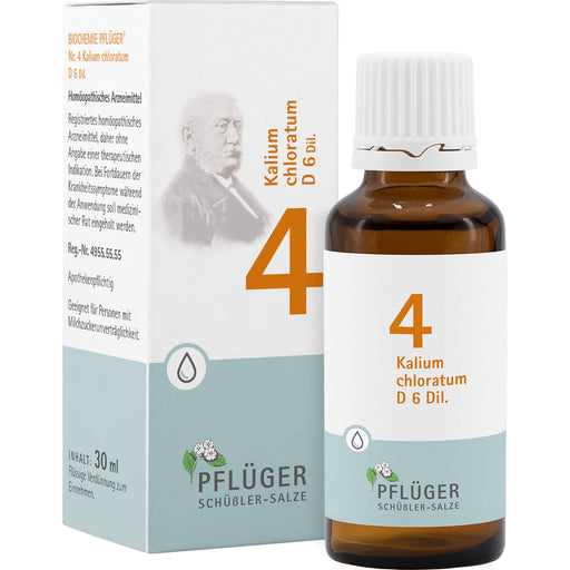 Pflüger Biochemie Nr.4 Kalium chloratum D6 Dilution, 30 ml Lösung