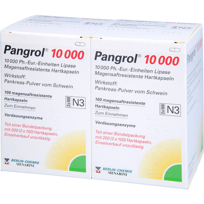Pangrol  10 000, 10 000 Ph.-Eur.-Einheiten Lipase Magensaftresistente Hartkapseln, 200 St. Kapseln