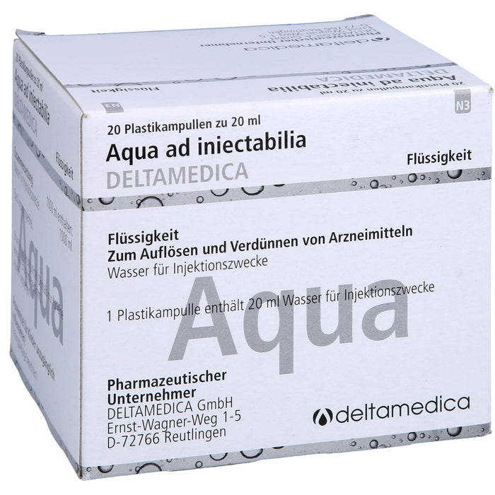 DELTAMEDICA Aqua ad injectabilia 20 ml Lösung, 20 St. Ampullen