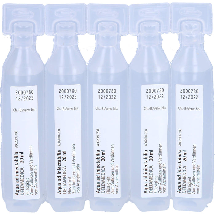 DELTAMEDICA Aqua ad injectabilia 20 ml Lösung, 20 St. Ampullen