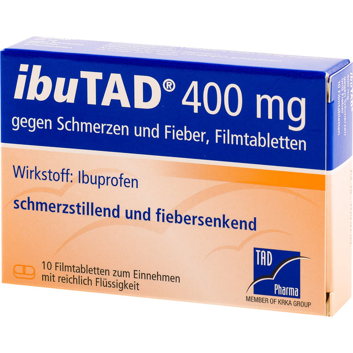ibuTAD 400 mg Filmtabletten gegen Schmerzen und Fieber, 10 St. Tabletten