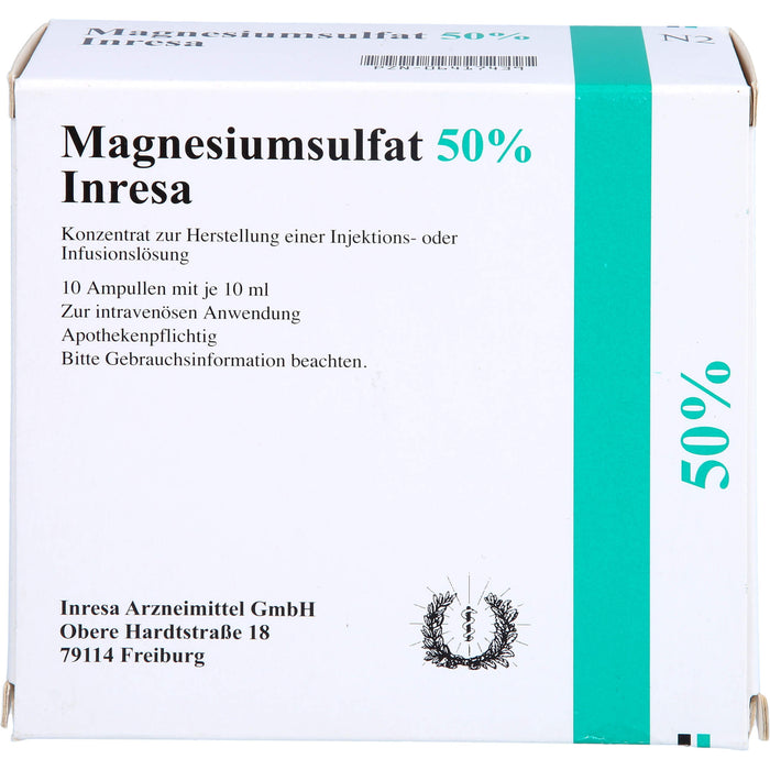 Magnesiumsulfat 50 % Inresa Konzentrat bei Schwangerschaftsvergiftung und Krämpfen, 100 ml Lösung