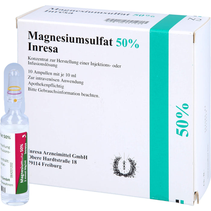 Magnesiumsulfat 50 % Inresa Konzentrat bei Schwangerschaftsvergiftung und Krämpfen, 100 ml Lösung