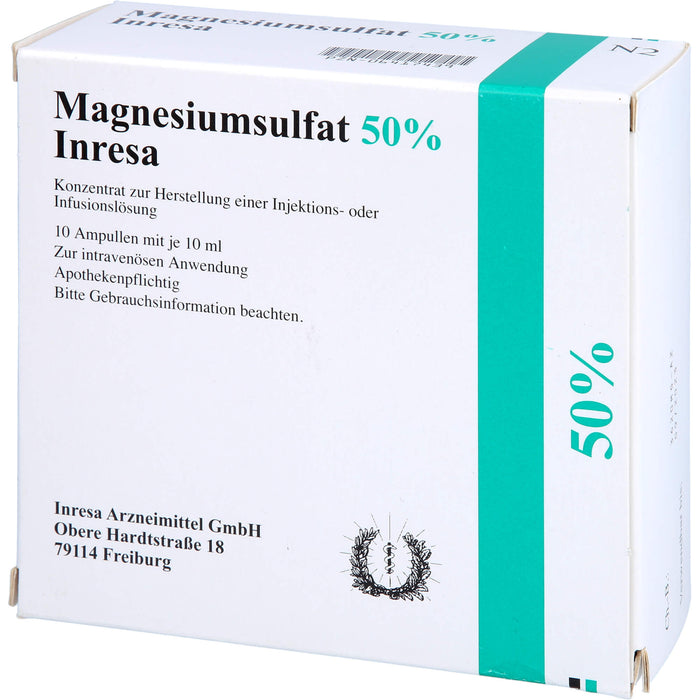 Magnesiumsulfat 50 % Inresa Konzentrat bei Schwangerschaftsvergiftung und Krämpfen, 100 ml Lösung