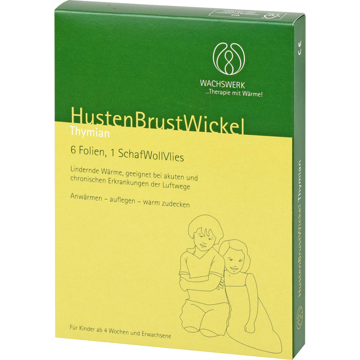 WACHSWERK Husten Brust Wickel Thymian 0,5% bei Erkrankungen der Luftwege für Säuglinge ab 8 Wochen, Kinder und Erwachsene, 6 St. Packung