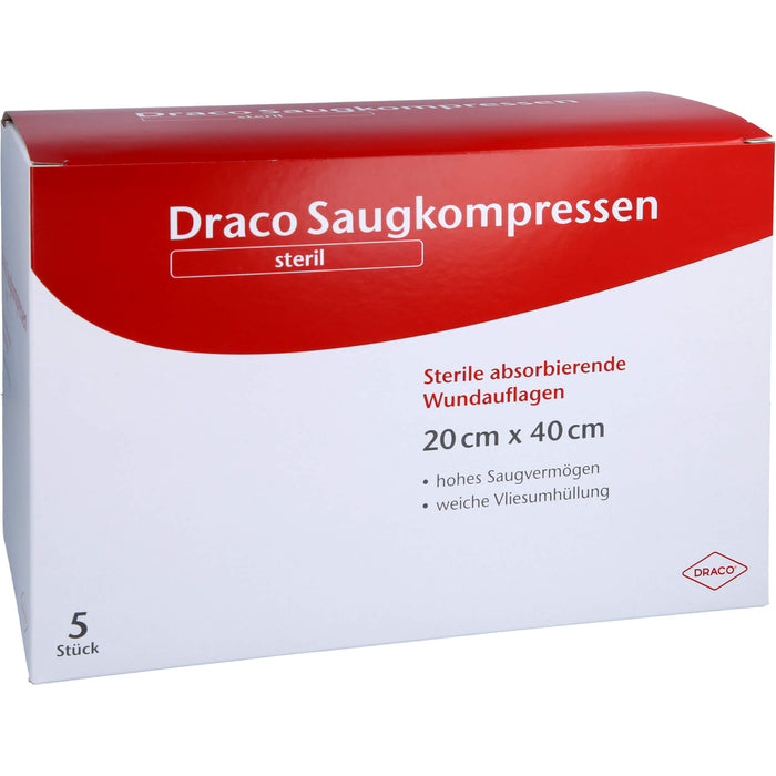 DRACO Saugkompressen steril 20 x 40 cm, 5 St. Kompressen