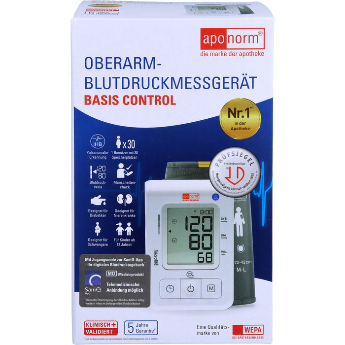 aponorm Blutdruckmessgerät Basis Control Oberarm, 1 St 
