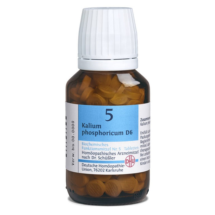 DHU Schüßler-Salz Nr. 5 Kalium phosphoricum D6 – Das Mineralsalz der Nerven und Psyche – das Original – umweltfreundlich im Arzneiglas, 420 St. Tabletten