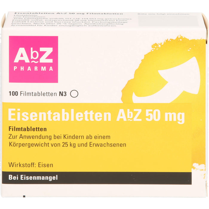 Eisentabletten AbZ 50 mg Filmtabletten, 100 St. Tabletten