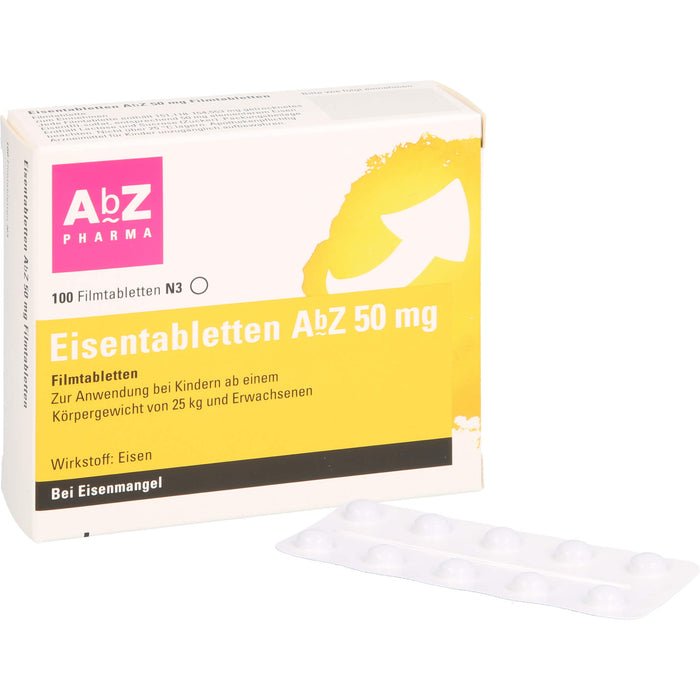 Eisentabletten AbZ 50 mg Filmtabletten, 100 St. Tabletten