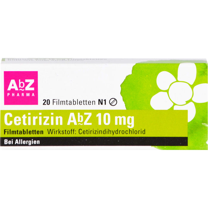 Cetirizin AbZ 10 mg Filmtabletten bei Allergien, 20 pcs. Tablets