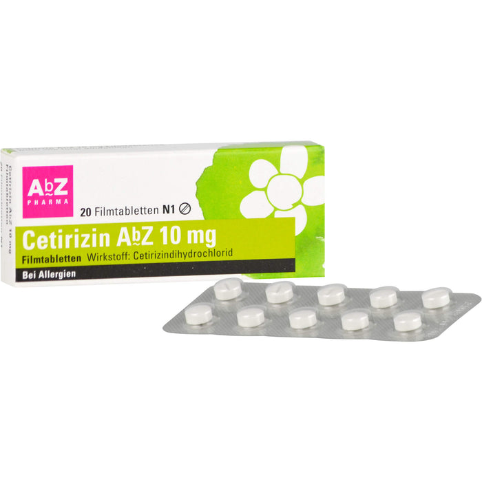 Cetirizin AbZ 10 mg Filmtabletten bei Allergien, 20 pcs. Tablets
