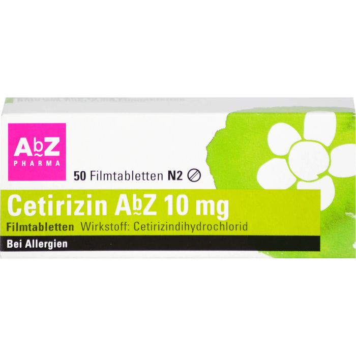 Cetirizin AbZ 10 mg Filmtabletten bei Allergien, 50 pcs. Tablets