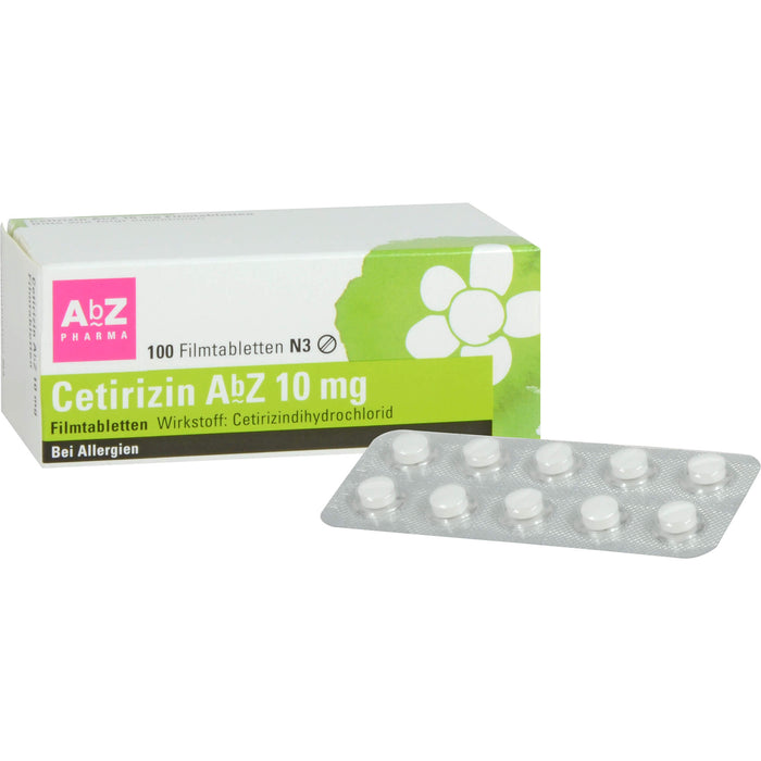Cetirizin AbZ 10 mg Filmtabletten bei Allergien, 100 pcs. Tablets