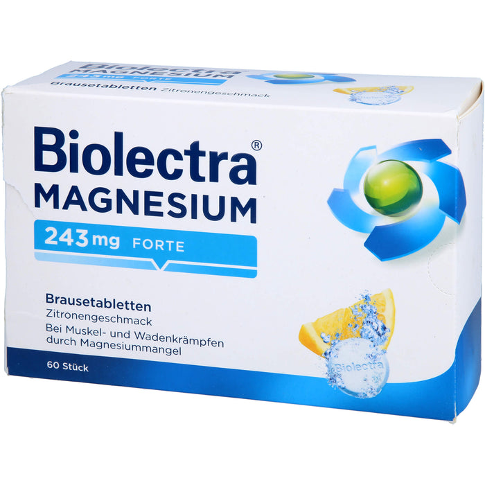 Biolectra Magnesium 243 mg forte Brausetabletten Zitronengeschmack, 60 pcs. Tablets