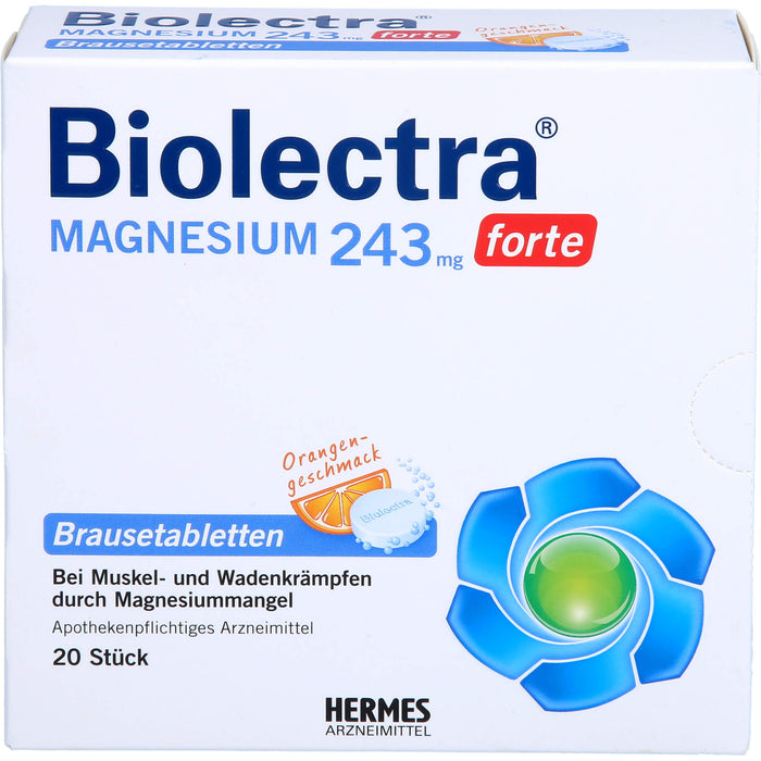 Biolectra Magnesium 243 mg forte Brausetabletten mit Orangengeschmack, 20 St. Tabletten