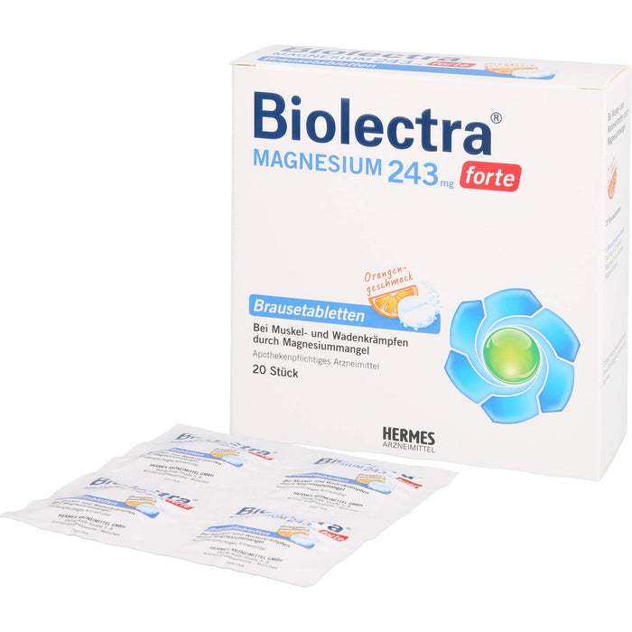 Biolectra Magnesium 243 mg forte Brausetabletten mit Orangengeschmack, 20 St. Tabletten
