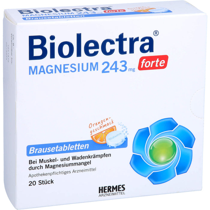 Biolectra Magnesium 243 mg forte Brausetabletten mit Orangengeschmack, 20 St. Tabletten