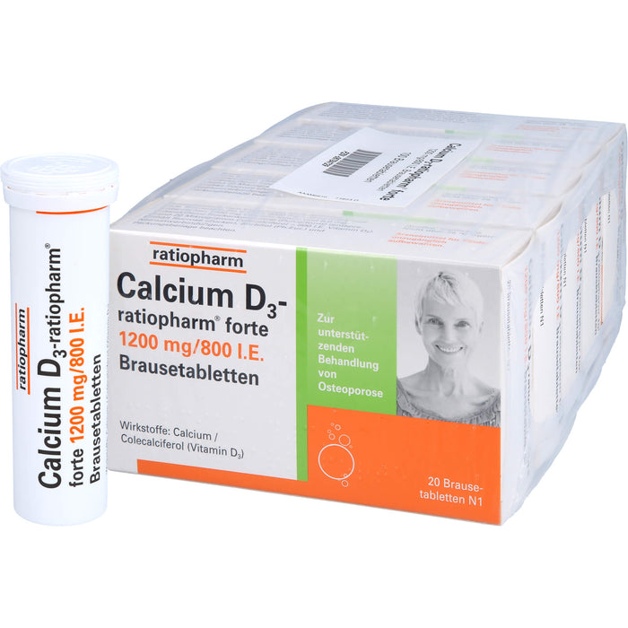 Calcium D3-ratiopharm® forte, 1200mg/800 I.E. Brausetabletten, 100 St BTA