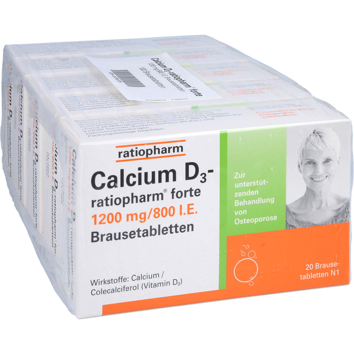 Calcium D3-ratiopharm® forte, 1200mg/800 I.E. Brausetabletten, 100 St BTA