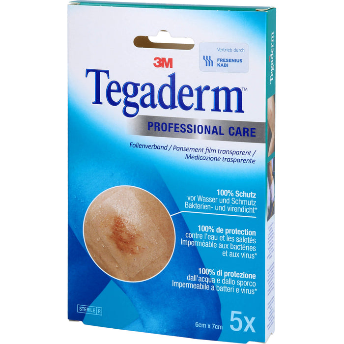 3M Tegaderm Film 6 x 7 cm atmungsaktiver Transparentverband, 5 St. Pflaster