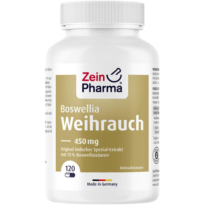 ZeinPharma Boswellia Weihrauch 450mg Kapseln unterstützt den Bewegungsapparat und trägt zur normalen Funktion von Knochen und Gelenken bei, 120 St. Kapseln