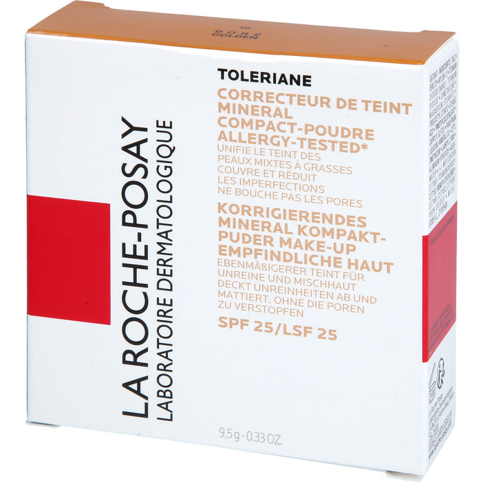 La Roche-Posay Toleriane korrigierendes Mineral Kompaktpuder Make-up Nr. 15 Golden für empfindliche Haut, 9 g Puder