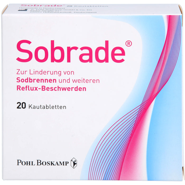 Sobrade Kautabletten zur Linderung von Sodbrennen und weiteren Reflux-Beschwerden, 20 St. Kautabletten