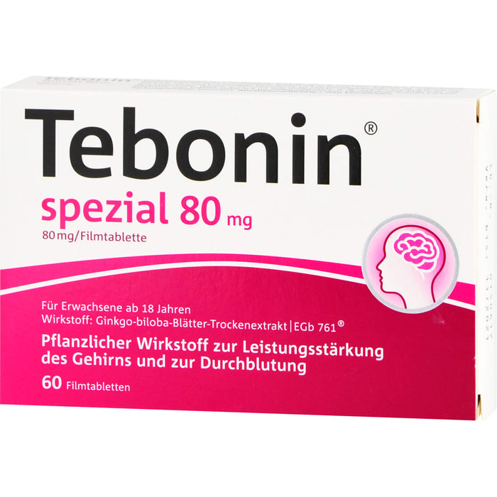 Tebonin spezial 80 mg Filmtabletten zur Leistungsstärkung des Gehirns und zur Durchblutung, 60 St. Tabletten