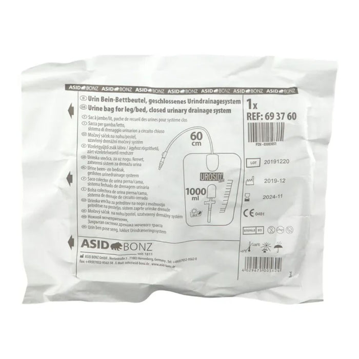 Urinbeutel 24h steril Schl.60cm 1000ml, 1 St. Beutel